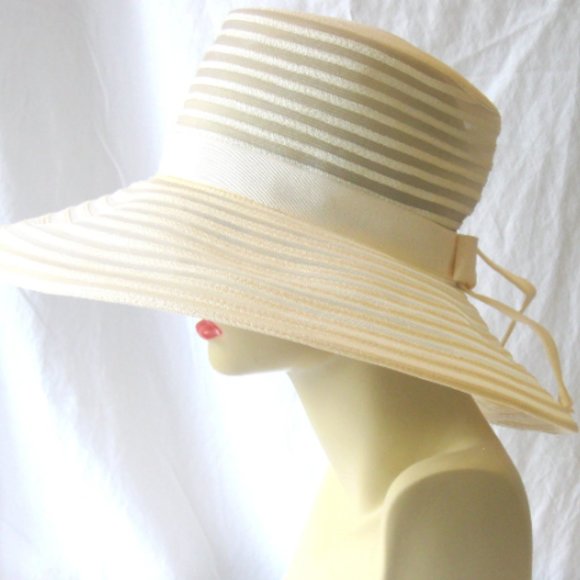 Vintage EMME Boutique Sheer Organdy Hat, Bonwit Teller, 1970's - Picture 1 of 4
